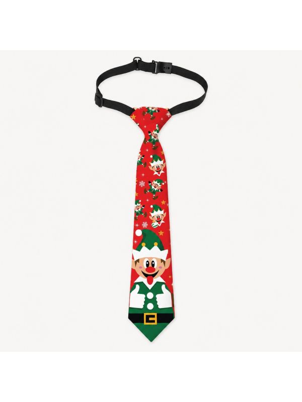Cravate de Noël lutin 45 cm pré-nouée