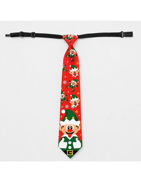 Cravate de Noël lutin 45 cm pré-nouée
