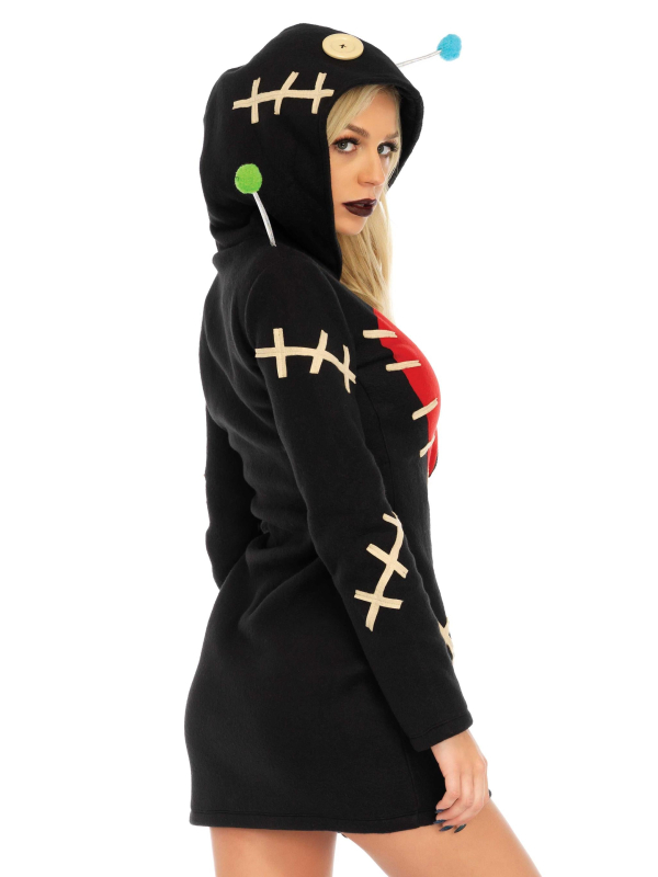 Déguisement poupée vaudou femme noir à capuche