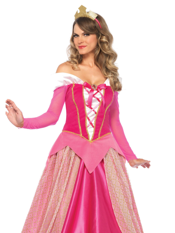Déguisement princesse Aurore femme rose – robe et couronne