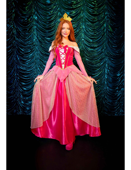 Déguisement princesse Aurore femme rose – robe et couronne