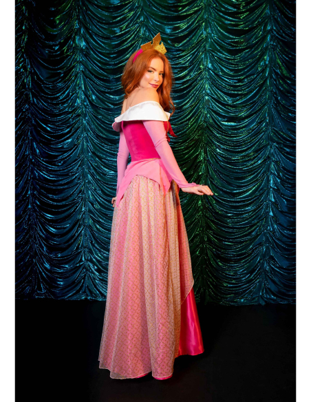 Déguisement princesse Aurore femme rose – robe et couronne