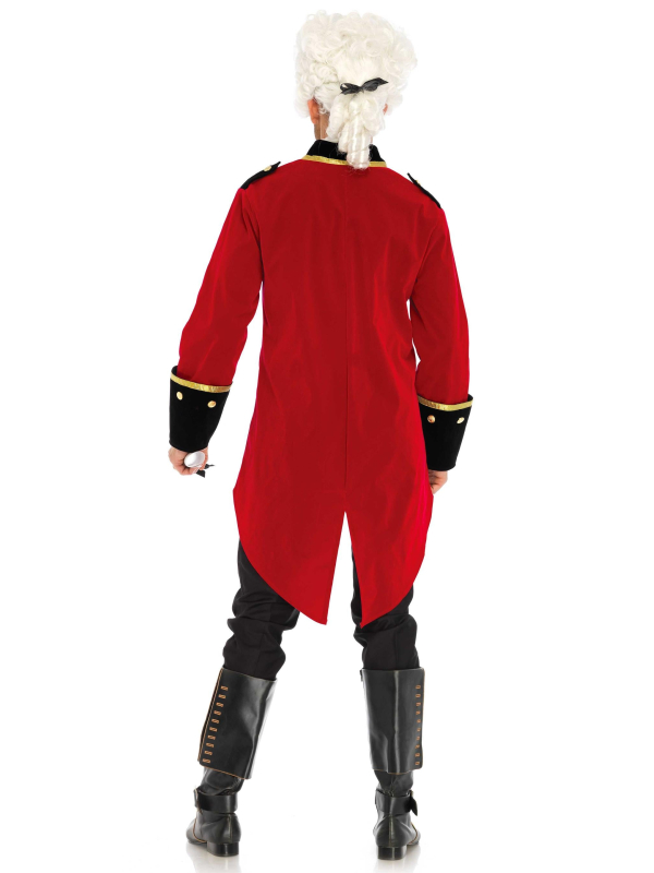 Costume de capitaine pirate homme rouge en polyester – veste et jabot