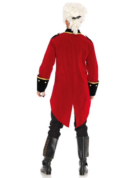 Costume de capitaine pirate homme rouge en polyester – veste et jabot
