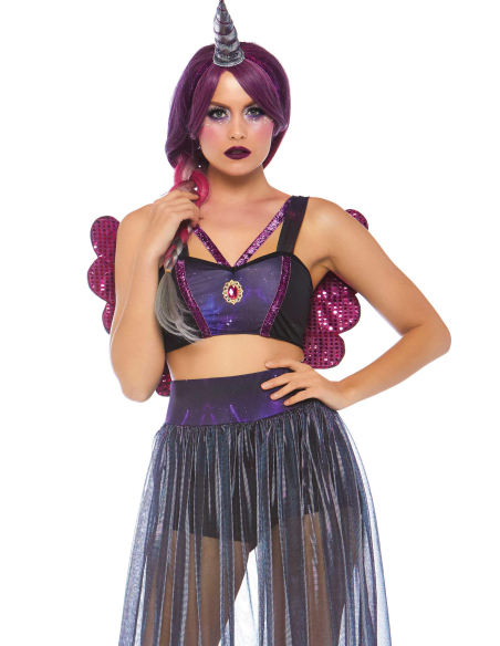 Déguisement licorne galaxie femme violet – 4 pièce