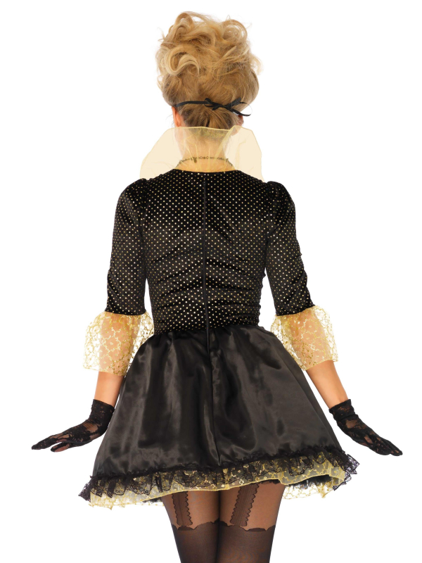 Déguisement marquise baroque femme noir et or avec masque