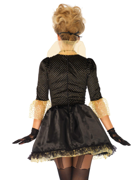 Déguisement marquise baroque femme noir et or avec masque