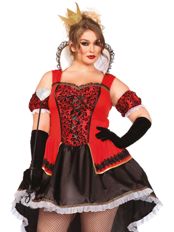 Déguisement Reine de Cœur femme grande taille rouge et noir