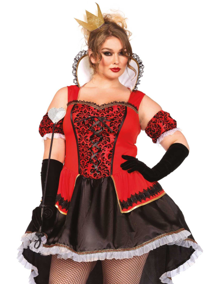 Déguisement Reine de Cœur femme grande taille rouge et noir