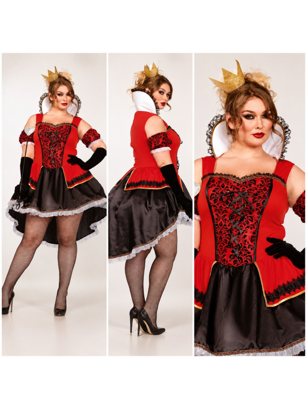 Déguisement Reine de Cœur femme grande taille rouge et noir