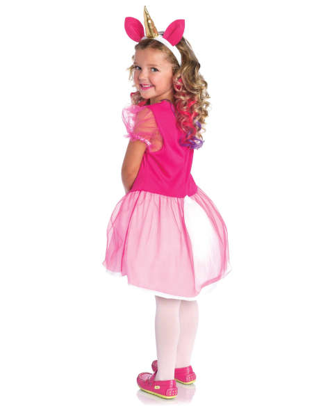 Déguisement licorne fille rose avec corne et queue