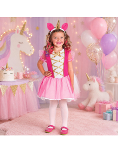Déguisement licorne fille rose avec corne et queue 2