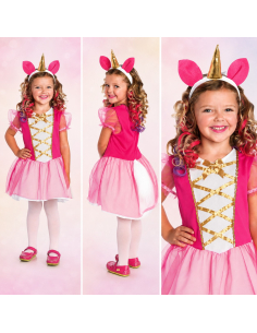 Déguisement licorne fille rose avec corne et queue