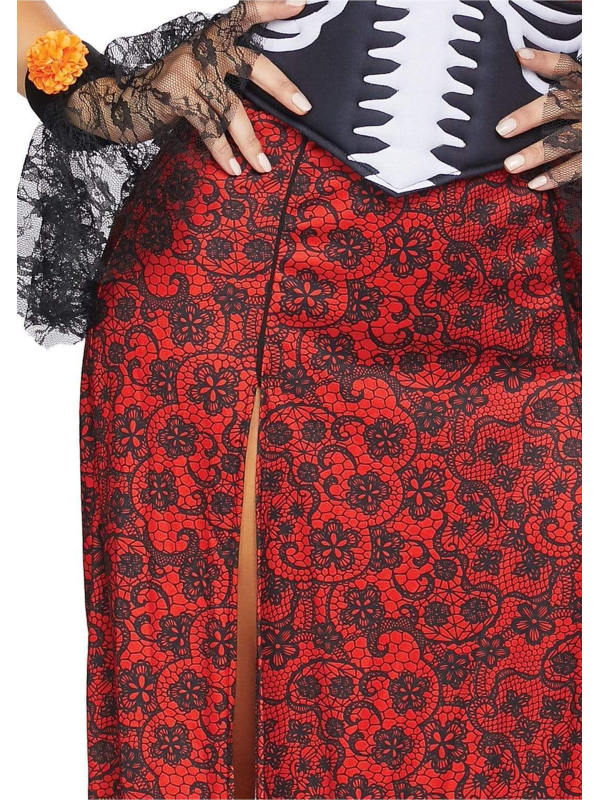 Déguisement Día de los Muertos femme rouge et noir – 5 pièces
