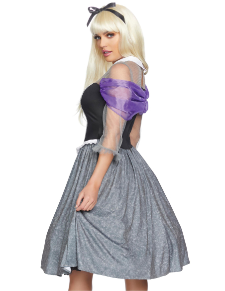 Déguisement princesse des contes femme noir et gris
