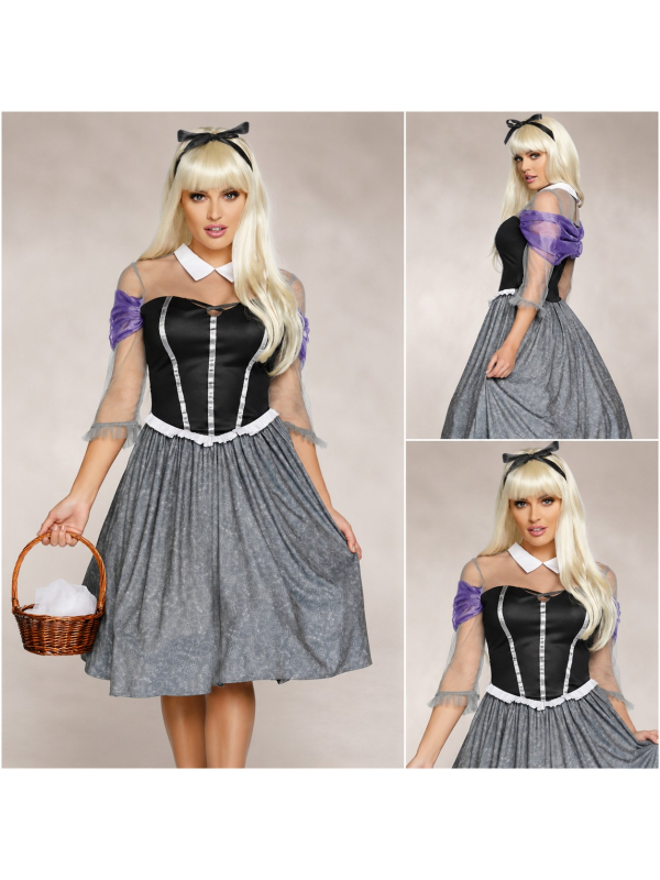Déguisement princesse des contes femme noir et gris