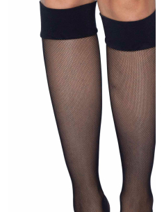 Chaussettes montantes noires en résille femme 2