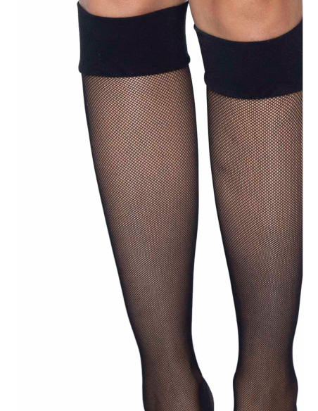 Chaussettes noires en résille montantes femme