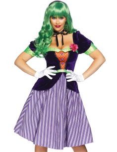 Déguisement clown méchant femme original violet rayé 2