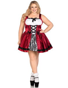 Déguisement Chaperon rouge gothique femme rouge blanc et noir