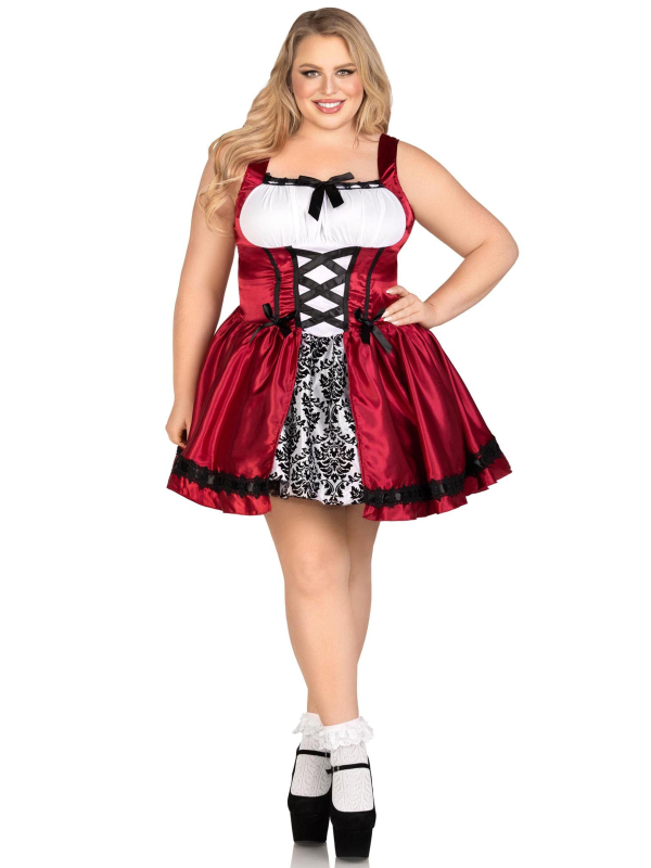 Déguisement Chaperon rouge gothique femme rouge blanc et noir