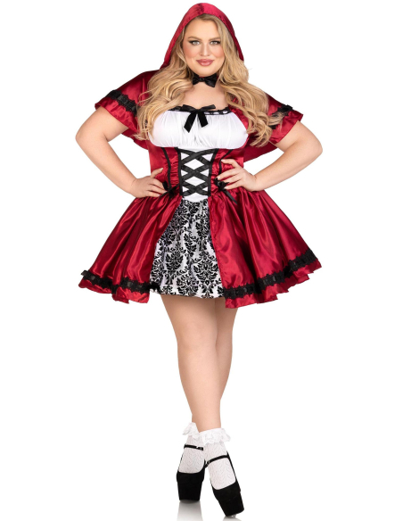 Robe gothique rouge et blanche à panneau floral contrastant
