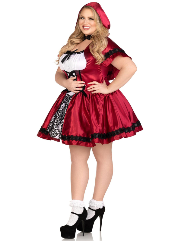 Finitions en dentelle noire de la robe Chaperon rouge gothique
