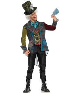 Déguisement Chapelier Fou homme multicolore avec haut-de-forme 2