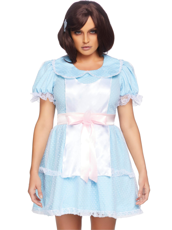 Déguisement jumelle effrayante femme – robe poupée bleue