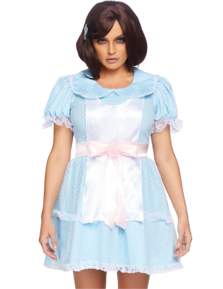 Déguisement jumelle effrayante femme – robe poupée bleue