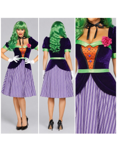 Déguisement clown méchant femme original violet rayé