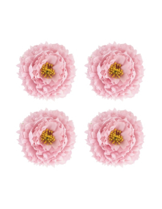 Lot de quatre têtes de pivoine rose Nymphéa aux étamines jaunes