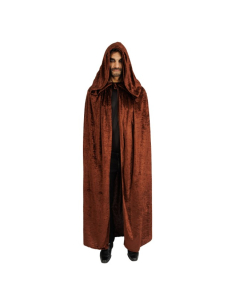 Cape médiévale brune à capuche aspect velours – 182 cm 2