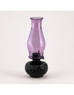 Lanterne de magie noire en verre violet et base noire