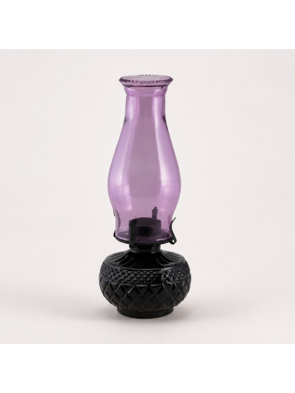 Lanterne de magie noire en verre violet et base noire