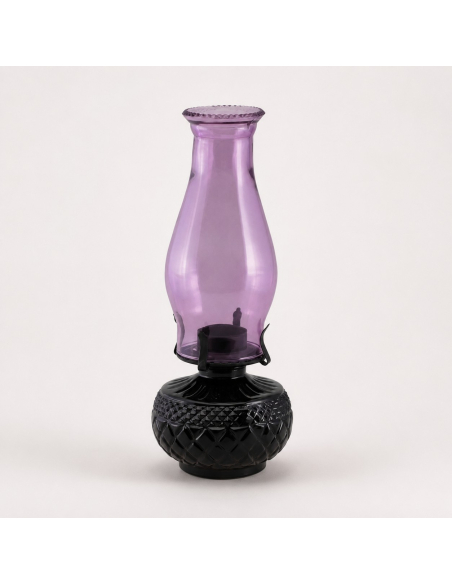 Lanterne de magie noire en verre violet et base noire