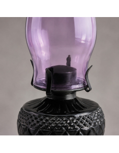 Lanterne de magie noire en verre violet et base noire 2