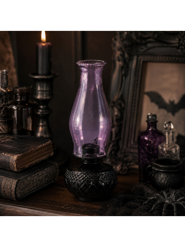 Cheminée en verre violet à bord dentelé