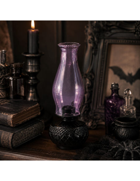 Cheminée en verre violet à bord dentelé