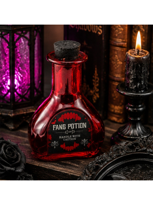 Flacon Fang Potion rouge en verre en forme de cœur