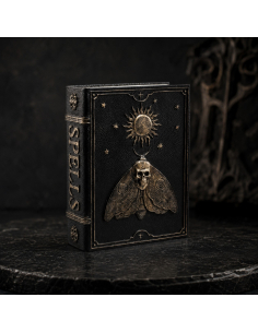 Livre de sortilèges gothique noir à papillon et tête de mort 2