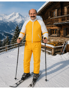 Déguisement ski jaune Jean-Claude Dusse – Combi 2 pièces culte des Bronzés 2
