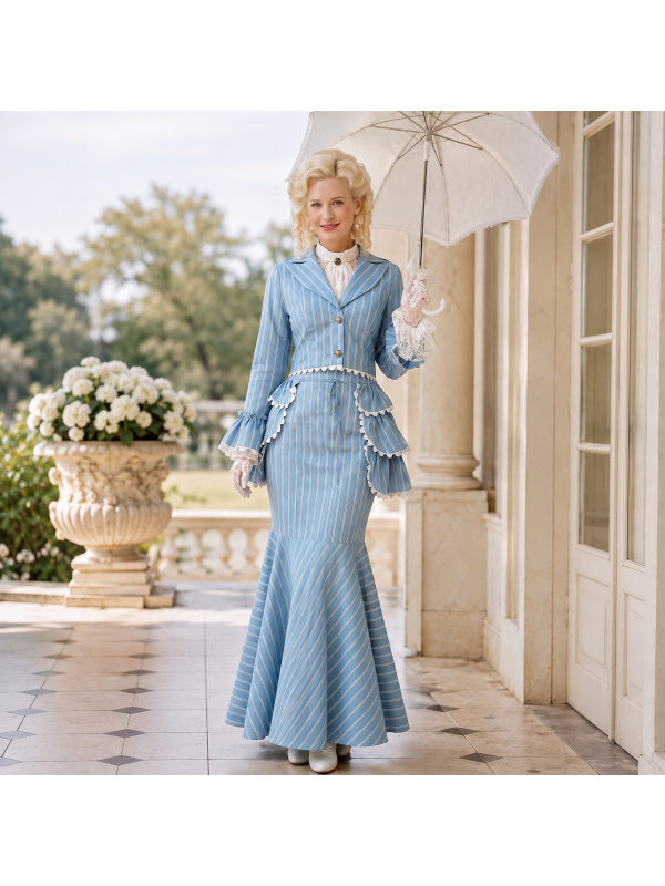 Déguisement Belle Époque femme bleu ciel – costume élégant