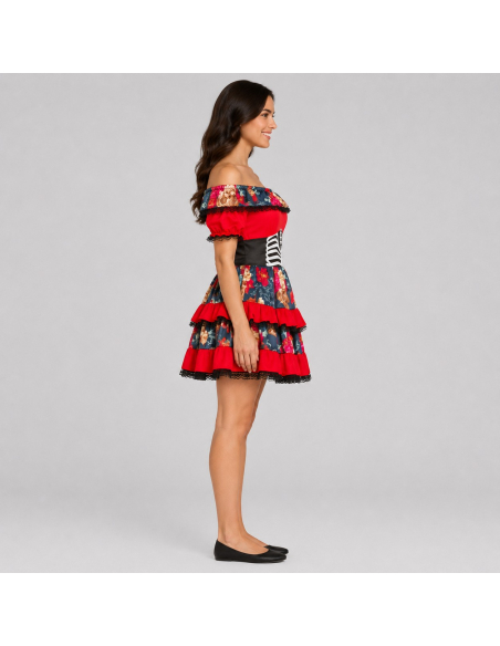 Déguisement Dia de los Muertos femme – Robe Catrina rouge