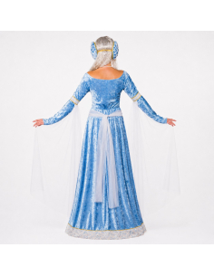 Déguisement médiéval femme bleu clair – robe et coiffe 34/36 2