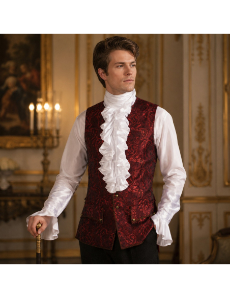 Gilet baroque homme bordeaux à motifs jacquard