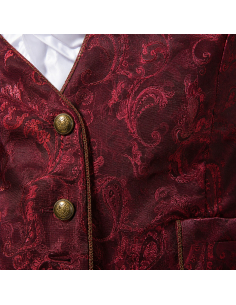 Gilet baroque homme bordeaux à motifs jacquard 2