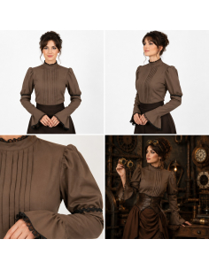 Blouse steampunk femme marron – style victorien 2