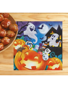 Motif Halloween avec citrouilles fantômes et bonbons 2