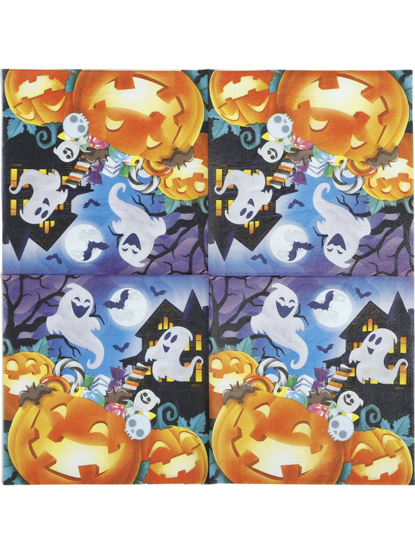 Serviettes en cellulose au motif Halloween coloré